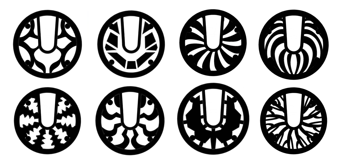 The eight designs I presented in the survey