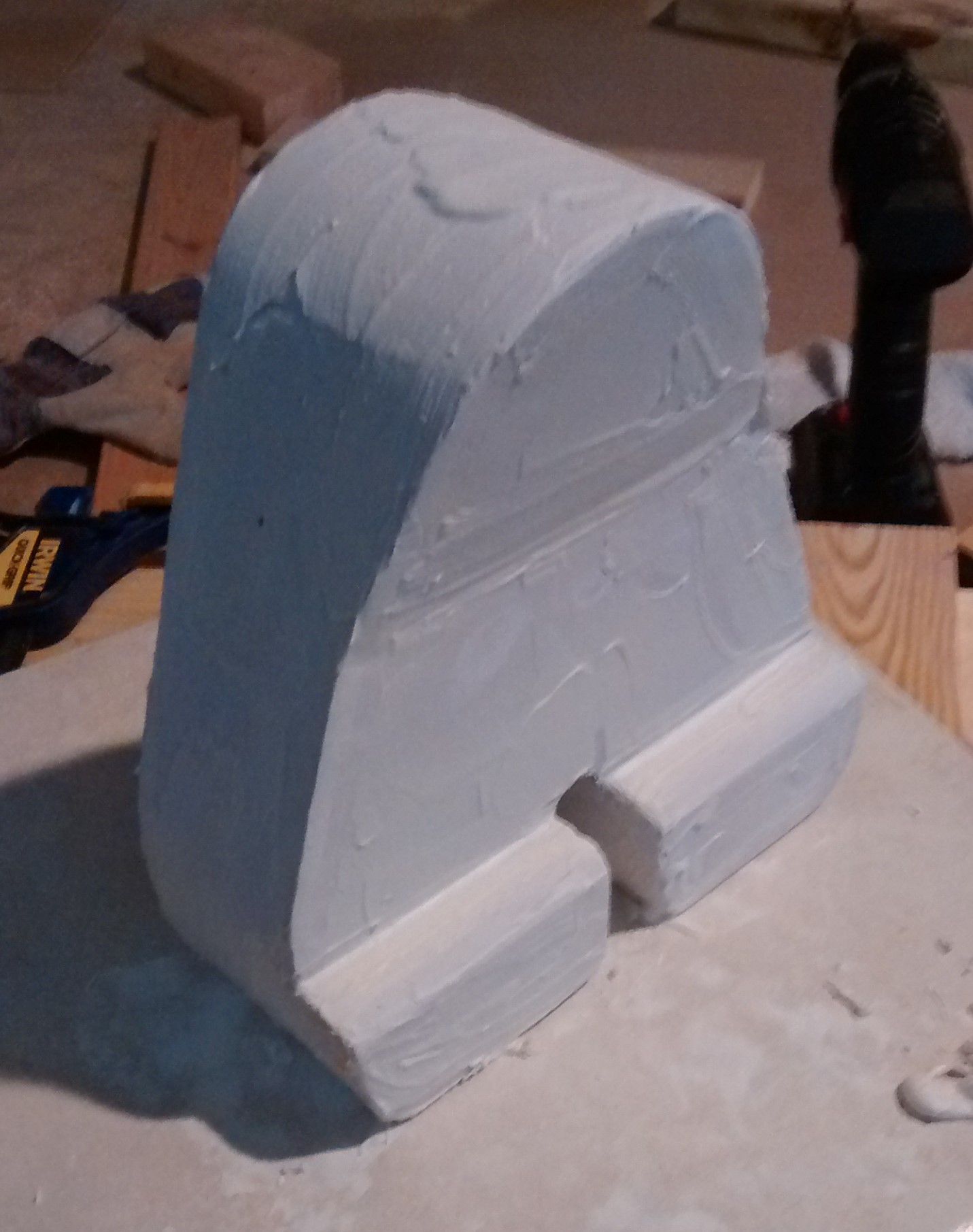 Plastered foam (pre-sanding)